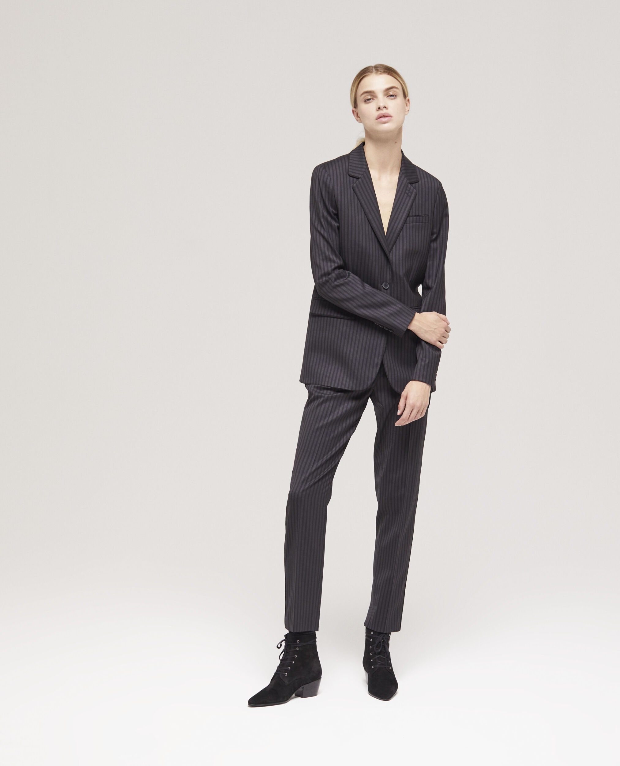 Veste de costume en laine à rayures