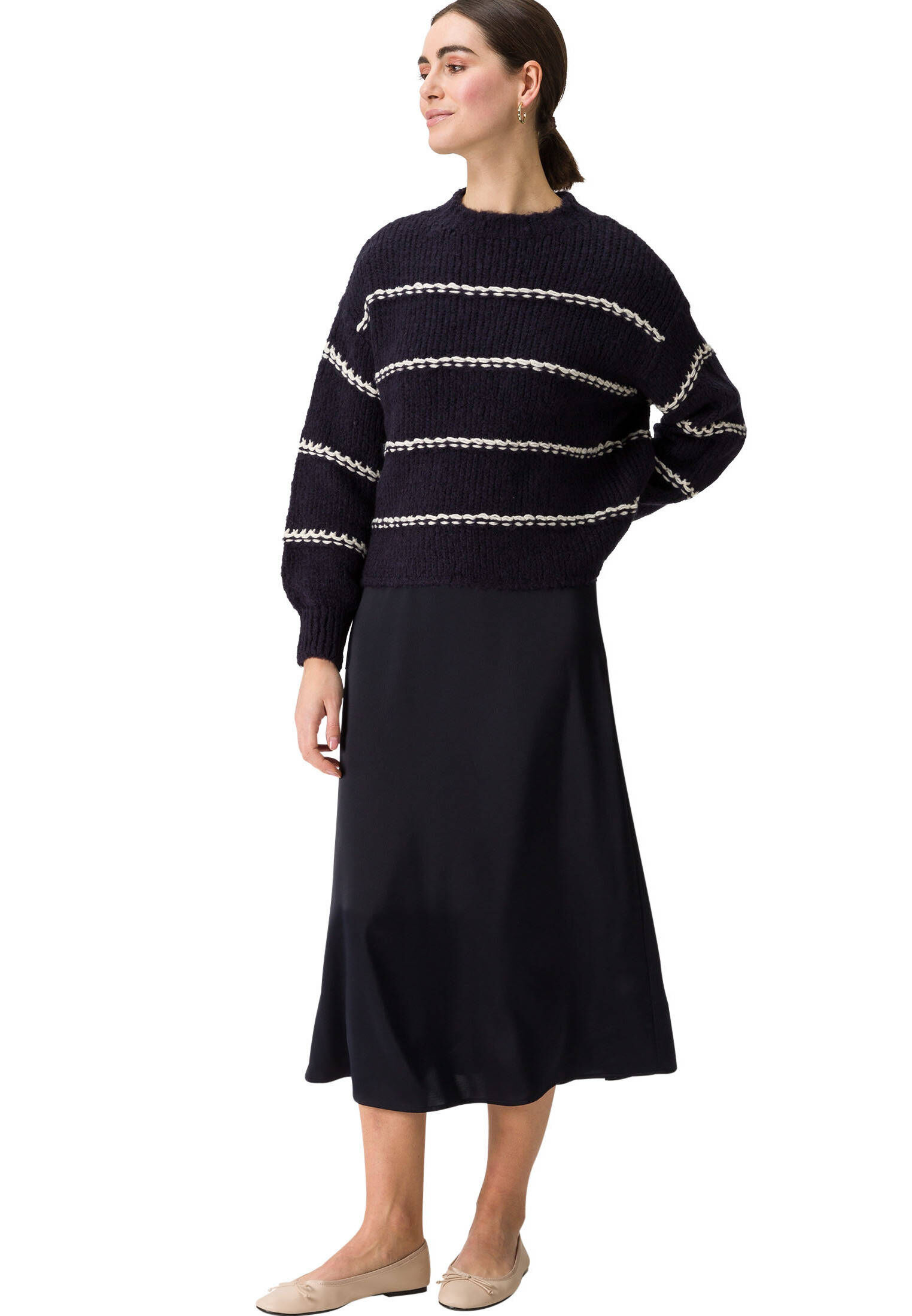 zero| Damen Strickpullover mit Streifen