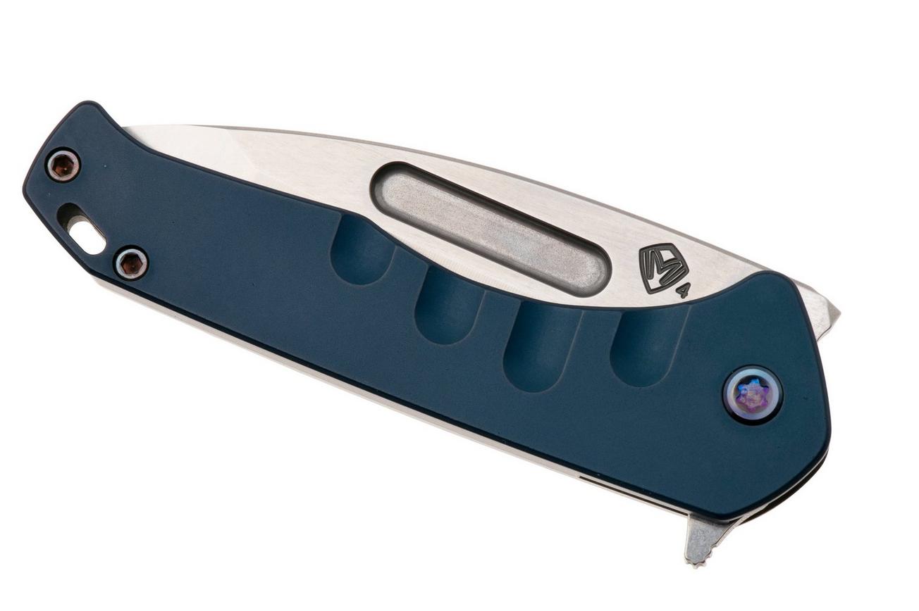 Medford Swift FL Flipper 25-SFF-02, Tumbled S45VN Tanto, Blue Aluminum Handle, Flamed Hardware zakmes