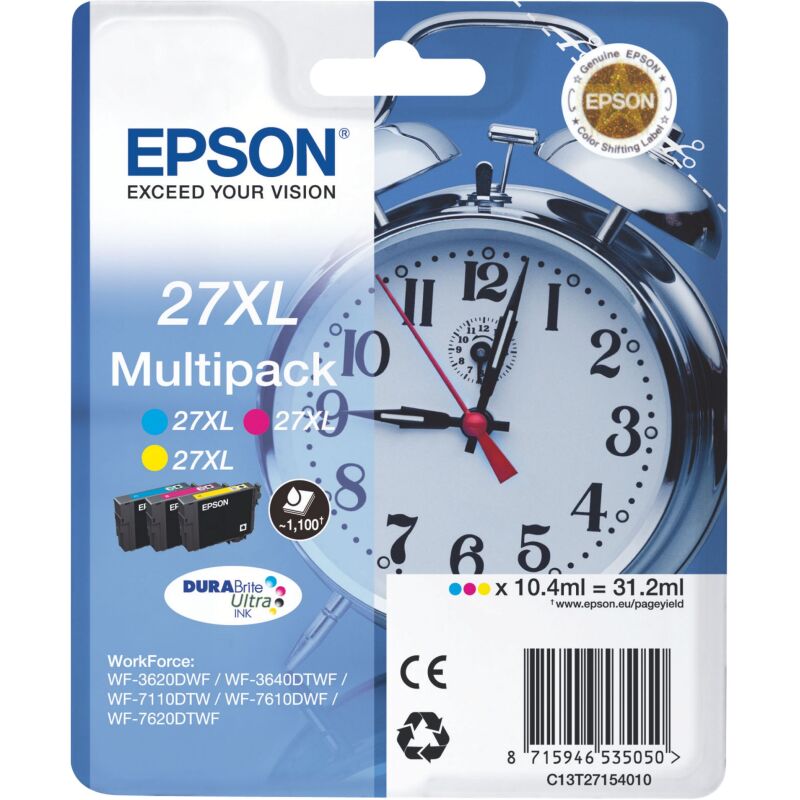 Epson 27XL Pack cartouche haute capacité de 3 couleurs pour imprimante jet d'encre