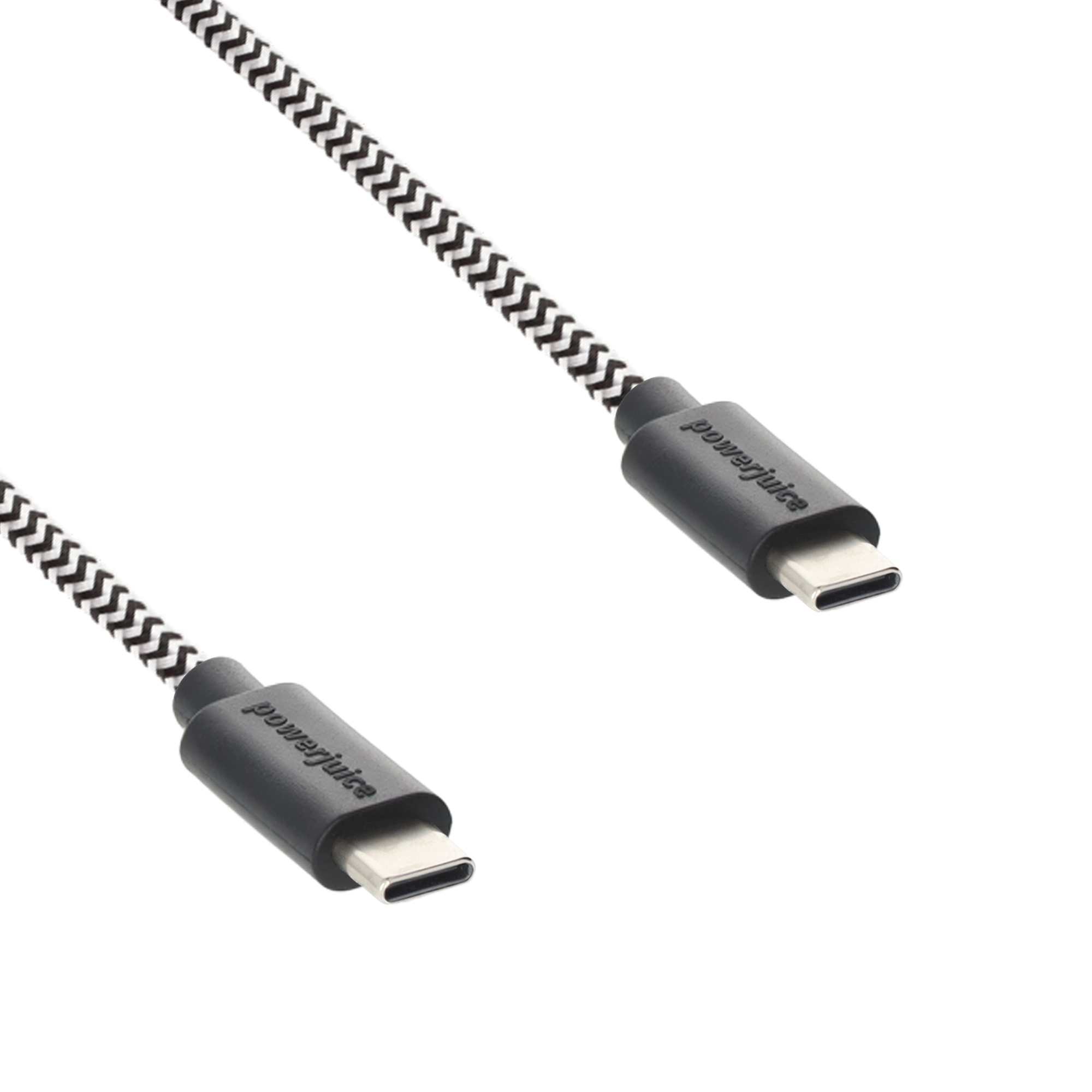 (20cm/3A) USB C auf USB C Ladekabel Nylon Datenkabel - Schwarz / Weiss