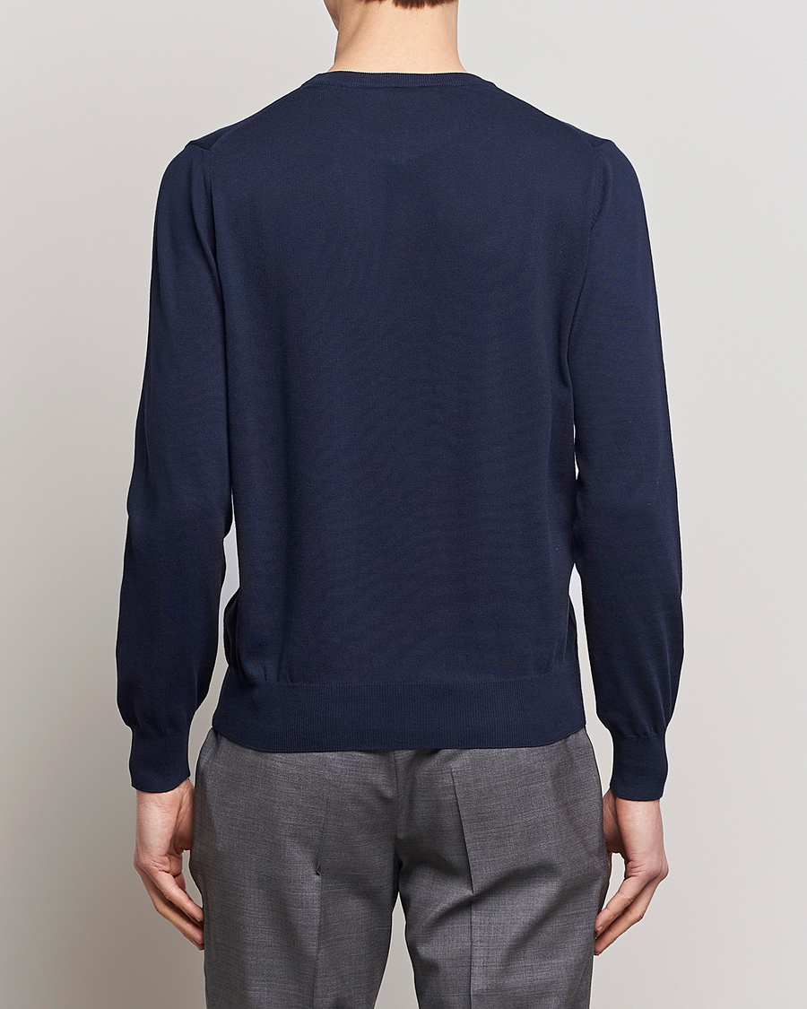 Canali Cotton Crew Neck Pullover Navy