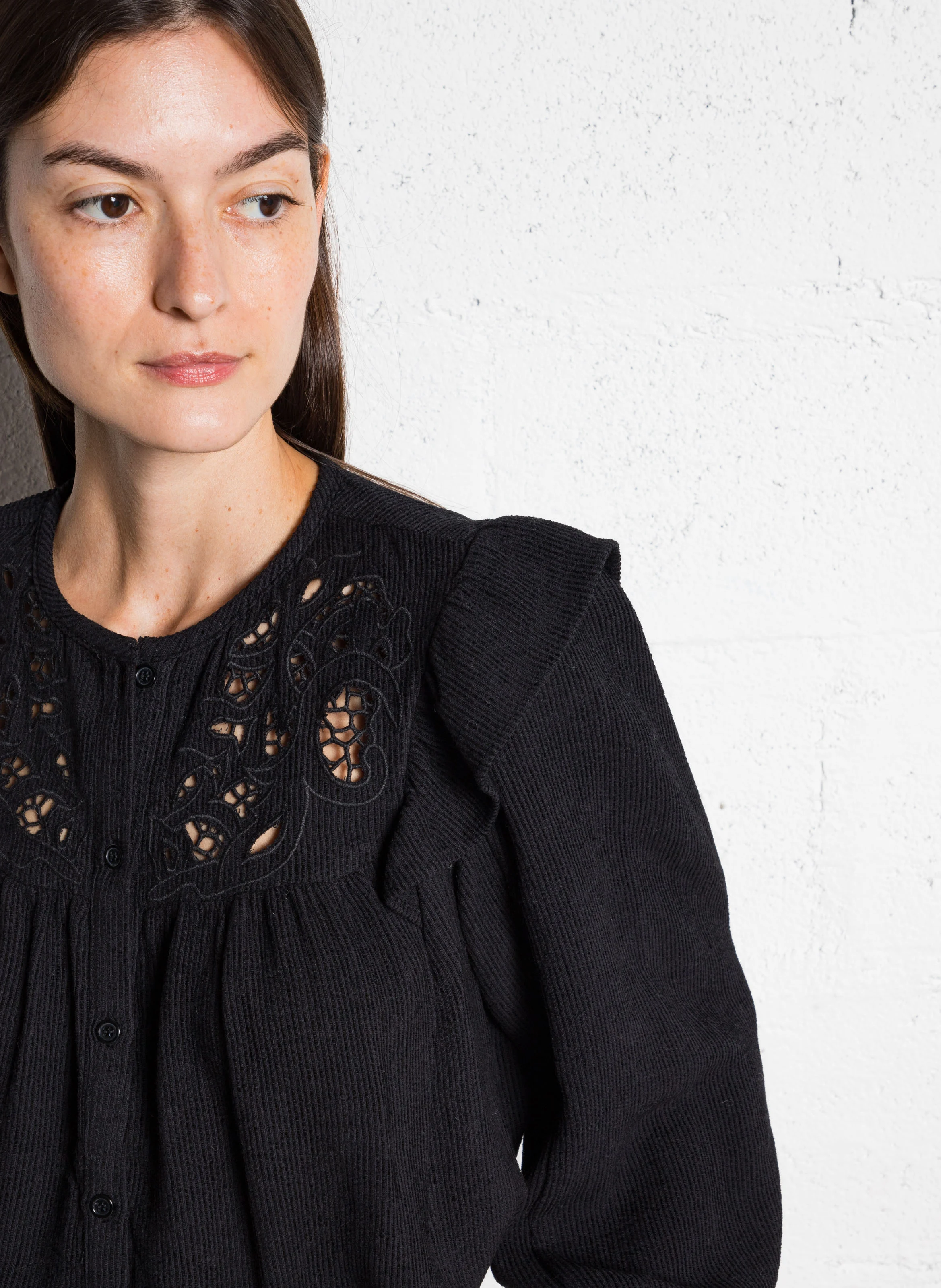 Blouse en velours côtelé de coton | Noir