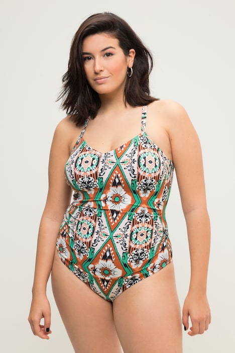 Badeanzug, Softcups, Color-Print, Zierring hinten