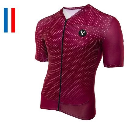 Maillot Manches Courtes LeBram Portillon Bordeaux Coupe Ajustée