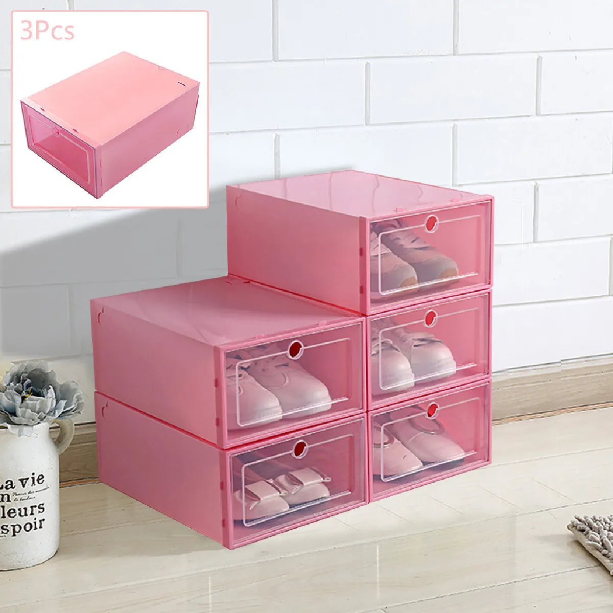 Boîte à chaussures pliable transparent rouge