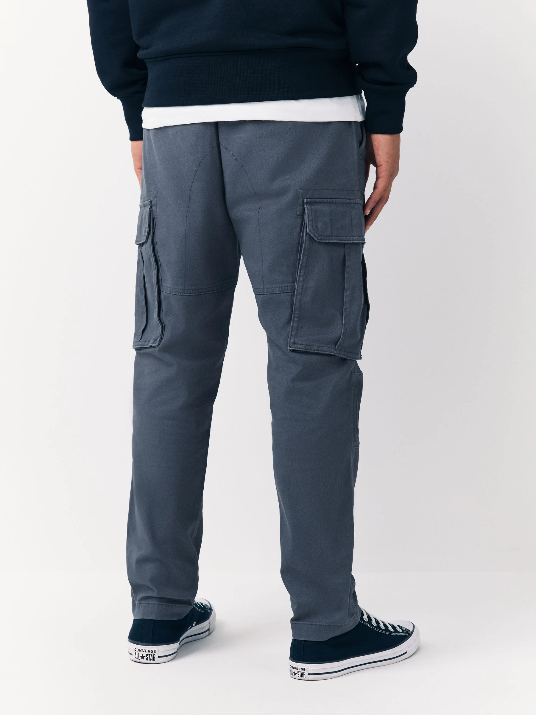 Blauw - Slim Fit - Katoenen cargostretchbroek