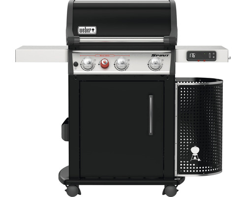 Weber Spirit 325S EPX GBS zwarte gasbarbecue met 3 branders, 116 cm hoog, vetopvangbak, warmhoudrek, dekselthermometer, zijplank en kookgereihouder