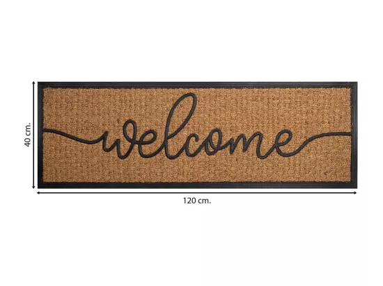Tapis d'entrée en fibre et caoutchouc marron 120x40