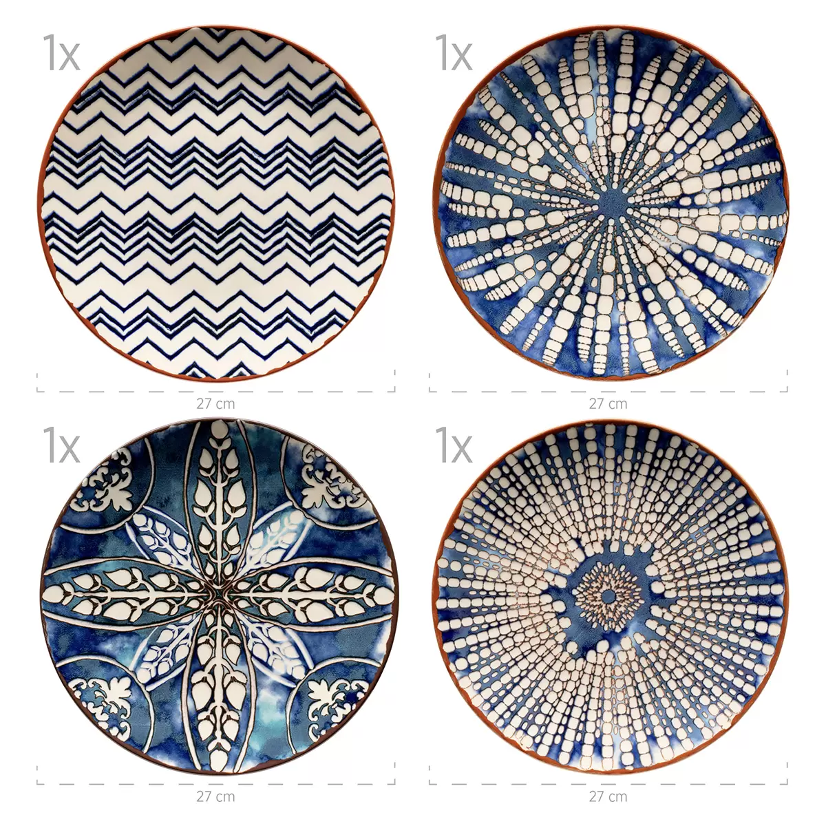 Tafelservice 12tlg. IBERICO BLUE rot,weiss,blau