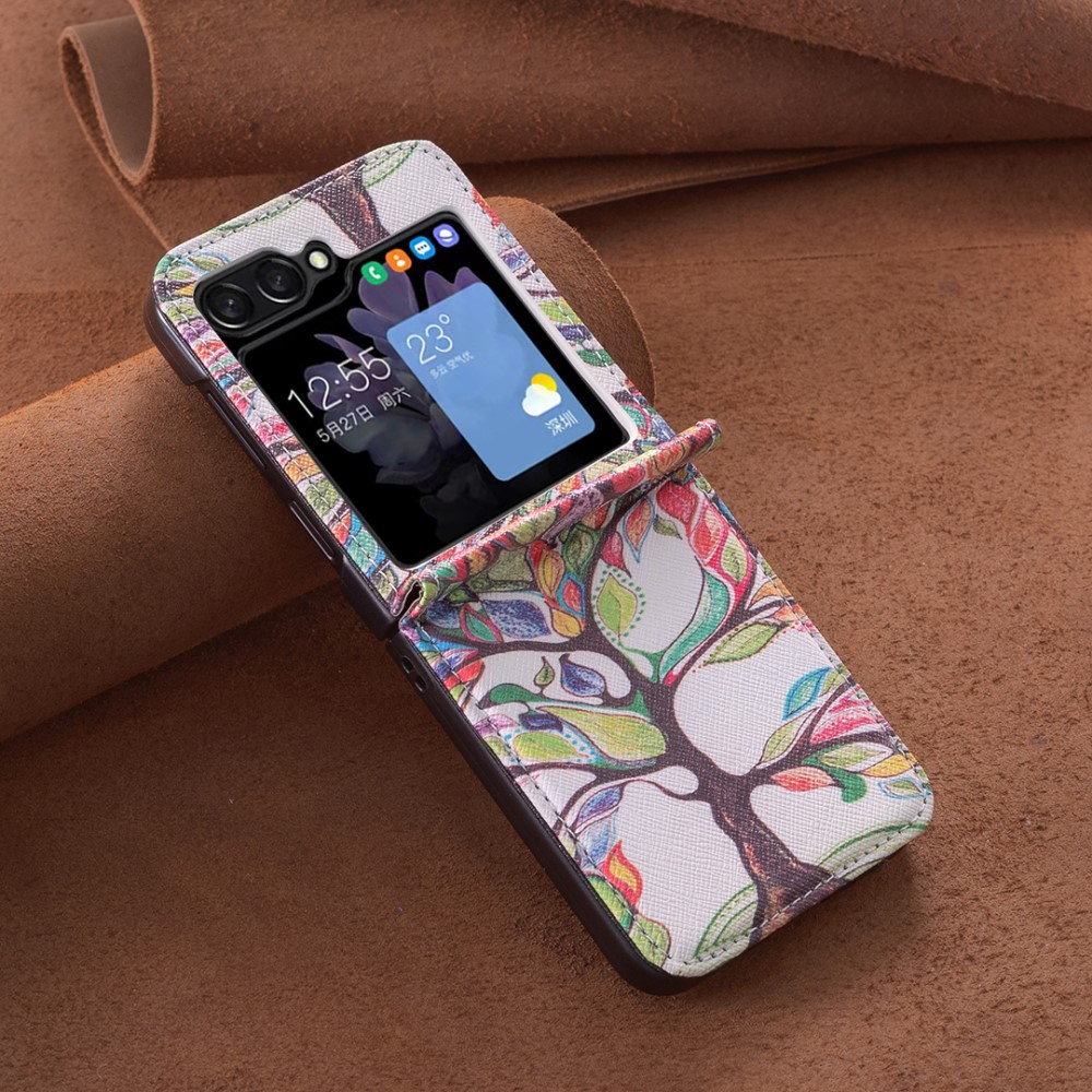 Samsung Galaxy Z Flip7 FE / Z Flip6 Leder Hardcase Schutzhülle - Blühender Baum