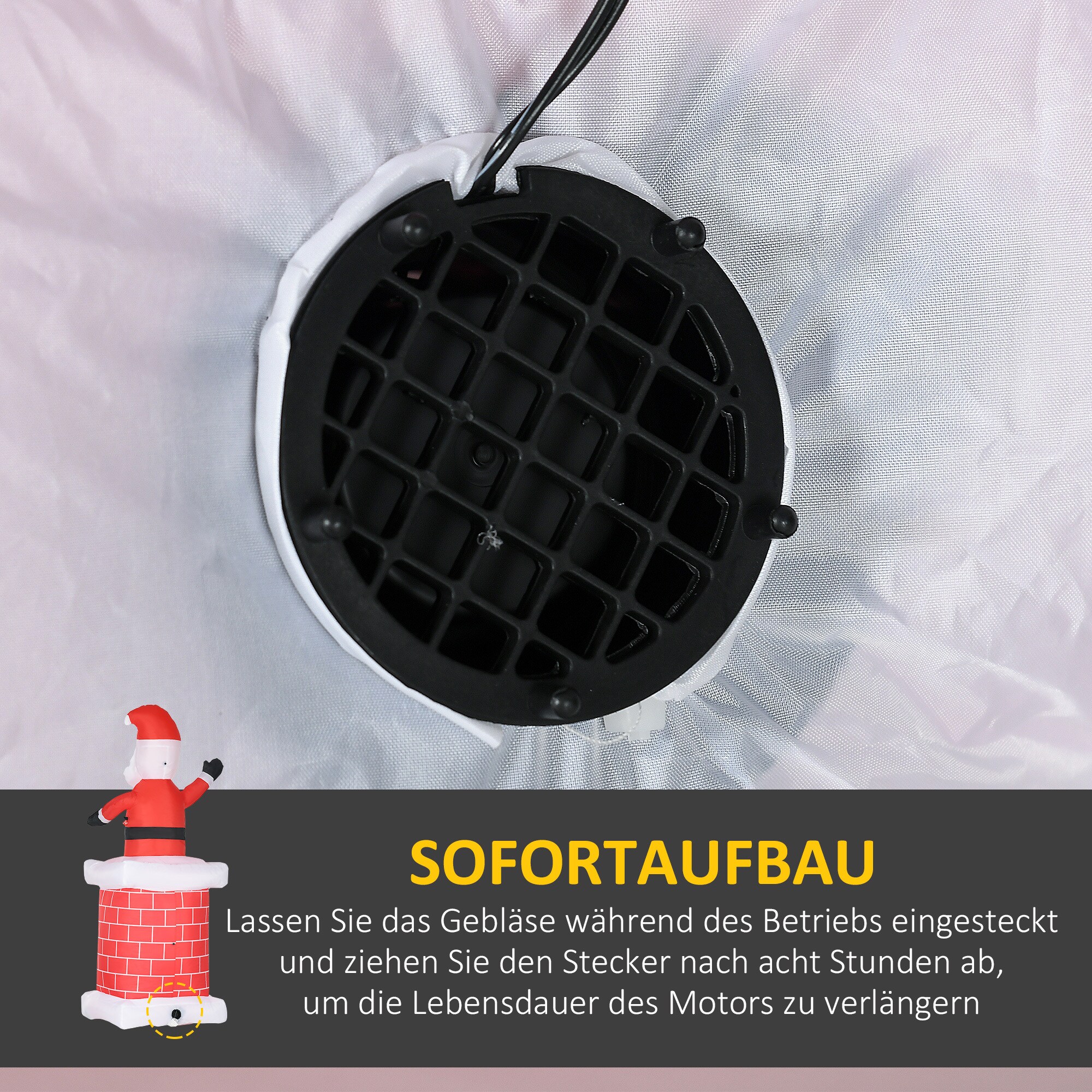 HOMCOM Weihnachtsmann mit Schornstein Deko mit LED-Beleuchtung bunt 80L x 70B x 210H cm