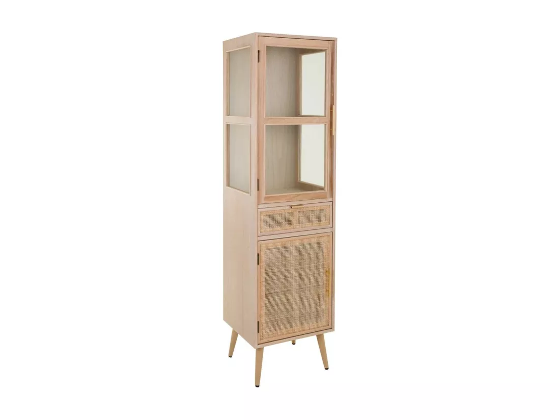 Vitrine en bois et grille marron 46.5x40.5x173.5h