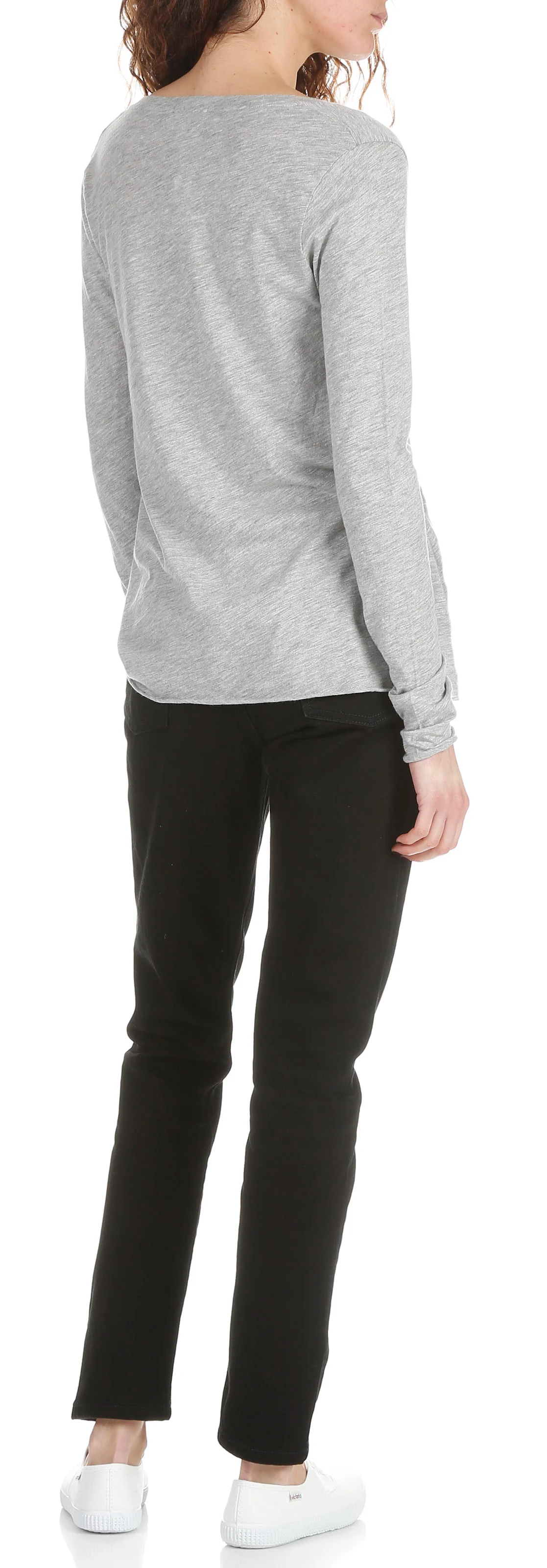JACKSONVILLE - Tee-shirt col V en coton mélangé | Gris