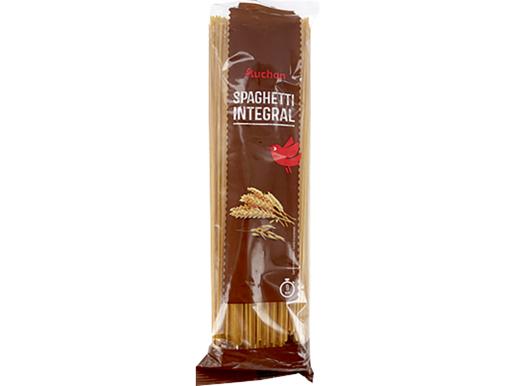 MASSA AUCHAN ESPARGUETE INTEGRAL 500G