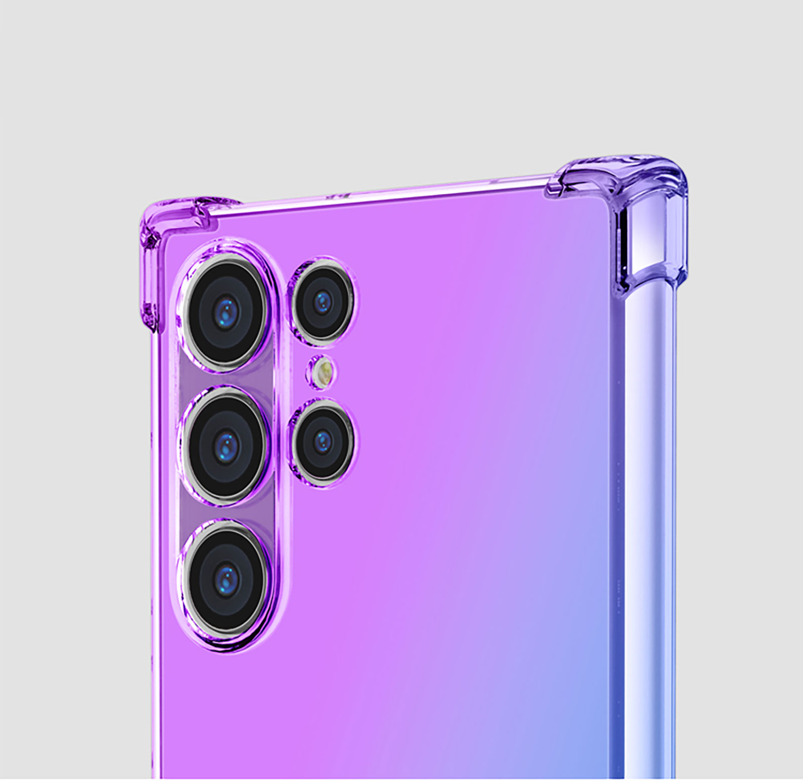 Samsung Galaxy S23 Ultra 5G Gummi Hülle Air Cushion Fallschutz mit Farbverlauf - Lila / Rosa