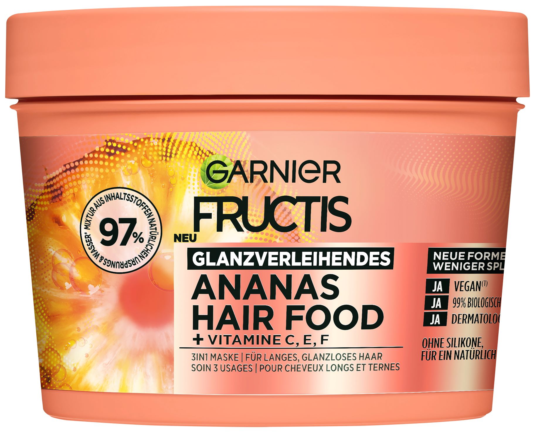 FRUCTIS Hair Food 3in1 Maske glanzverleihende Ananas 400 ml