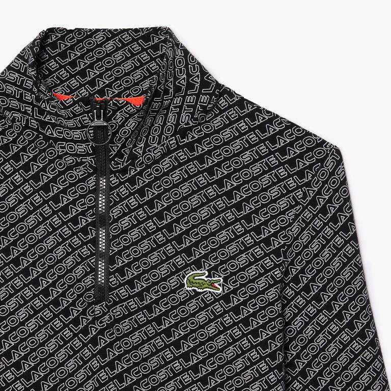 Polo manches longues col zippé imprimé siglé Manches Longues - Noir - Lacoste - Femme