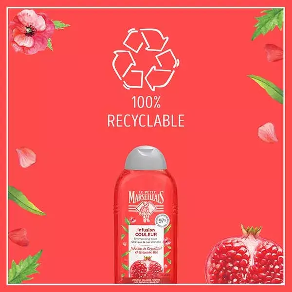 Le Petit Marseillais Shampoo Orgânico de Infusão Colorida de Papoula e Romã 250ml