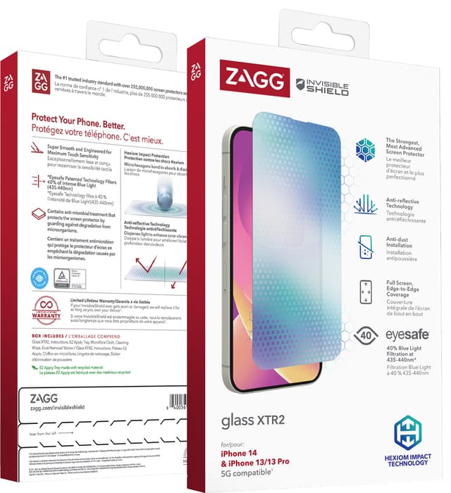 ZAGG InvisibleShield iPhone 13/iPhone 13 Pro/iPhone 14 Skærmbeskytter Glass XTR2