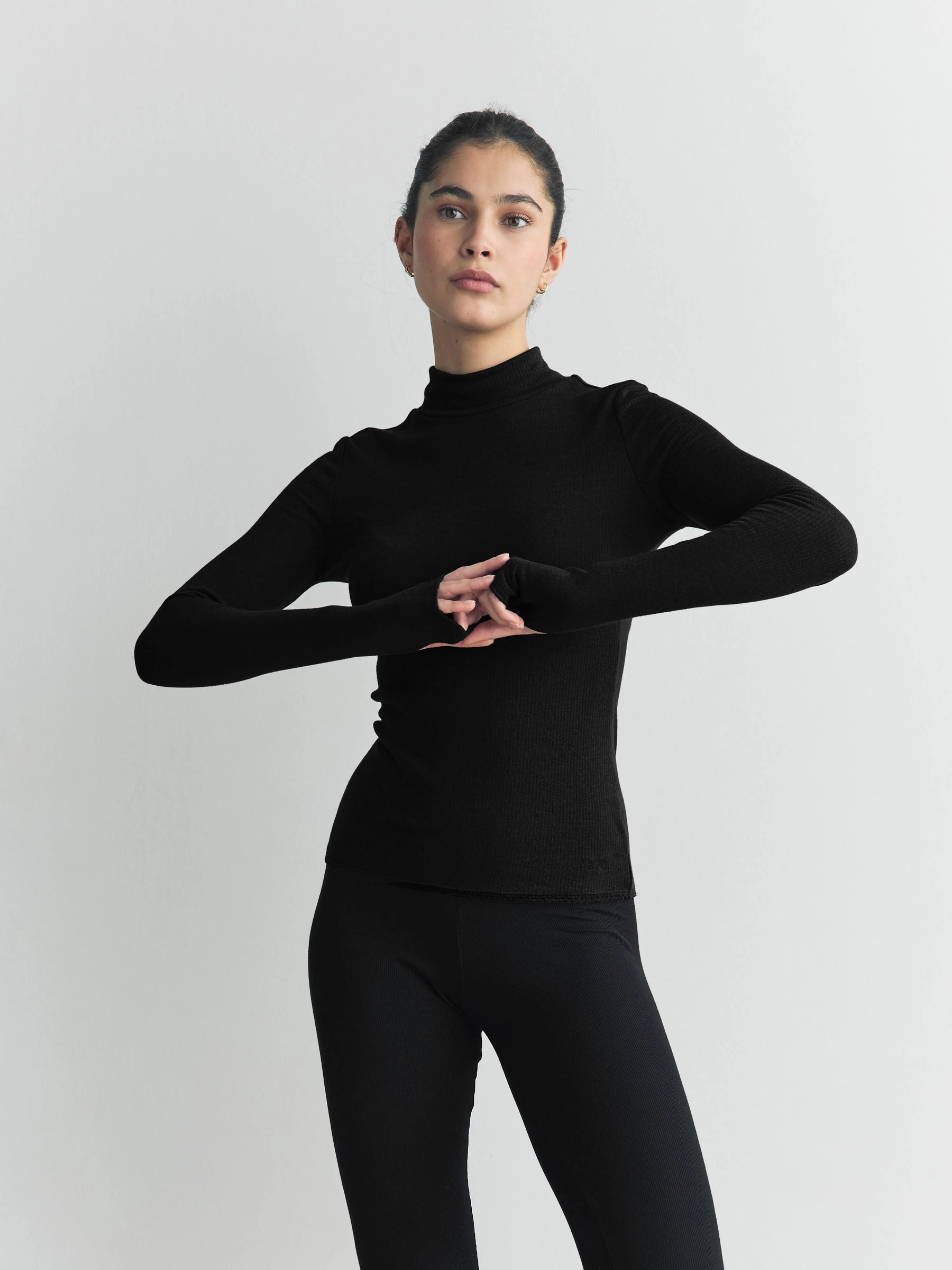 Zwart - Thermal Maximum Warmth Cosy Ribbed Roll Neck Top