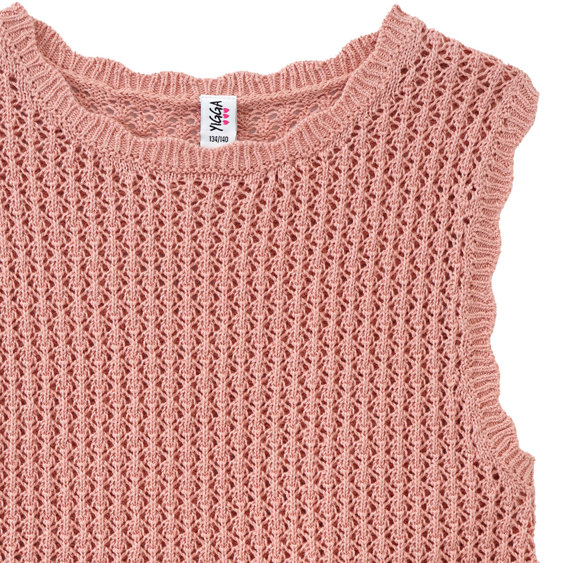 Yigga Mädchen Pullunder mit schönem Strickmuster rosa