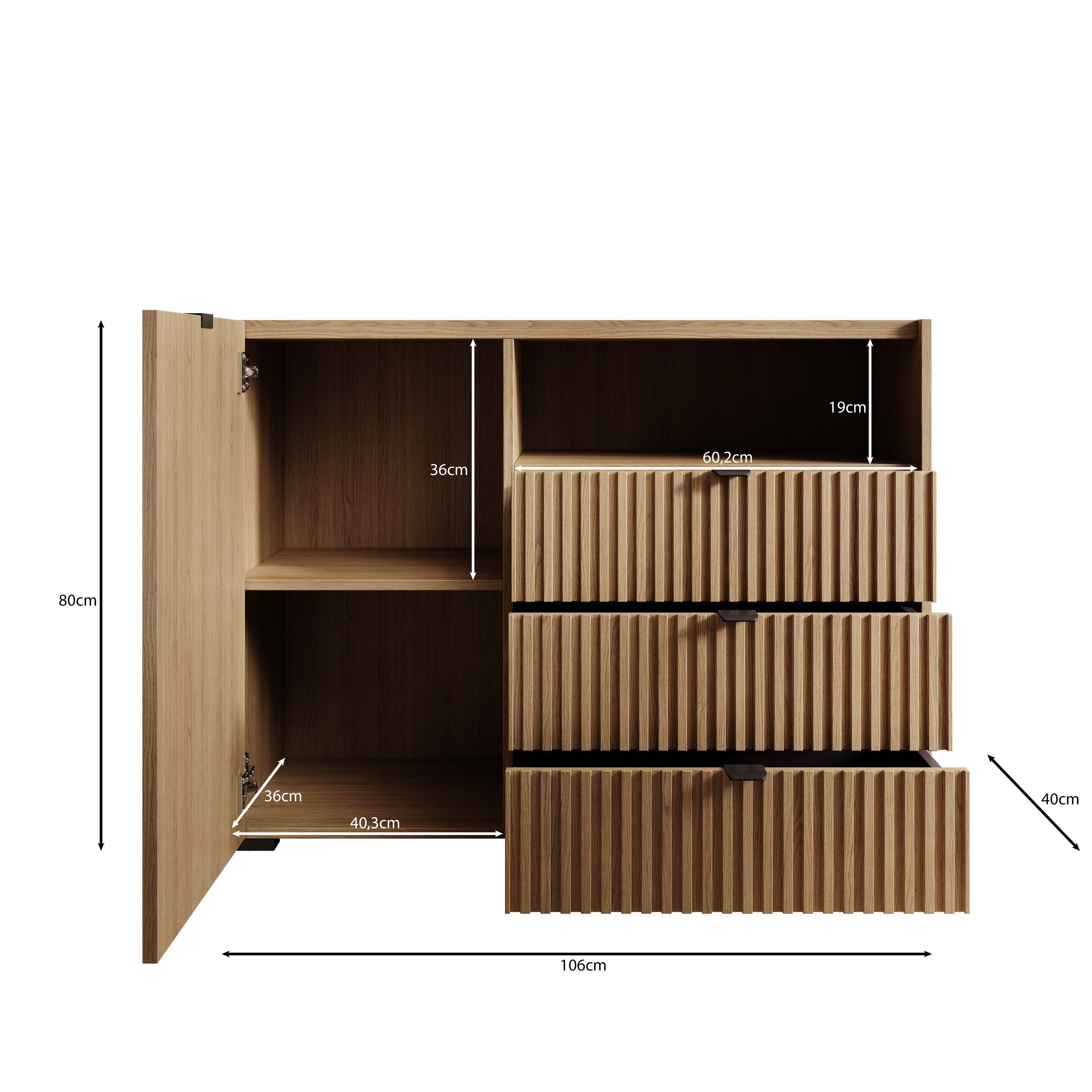 Meubella - Callahan - Dressoir - Eiken - 106 cm