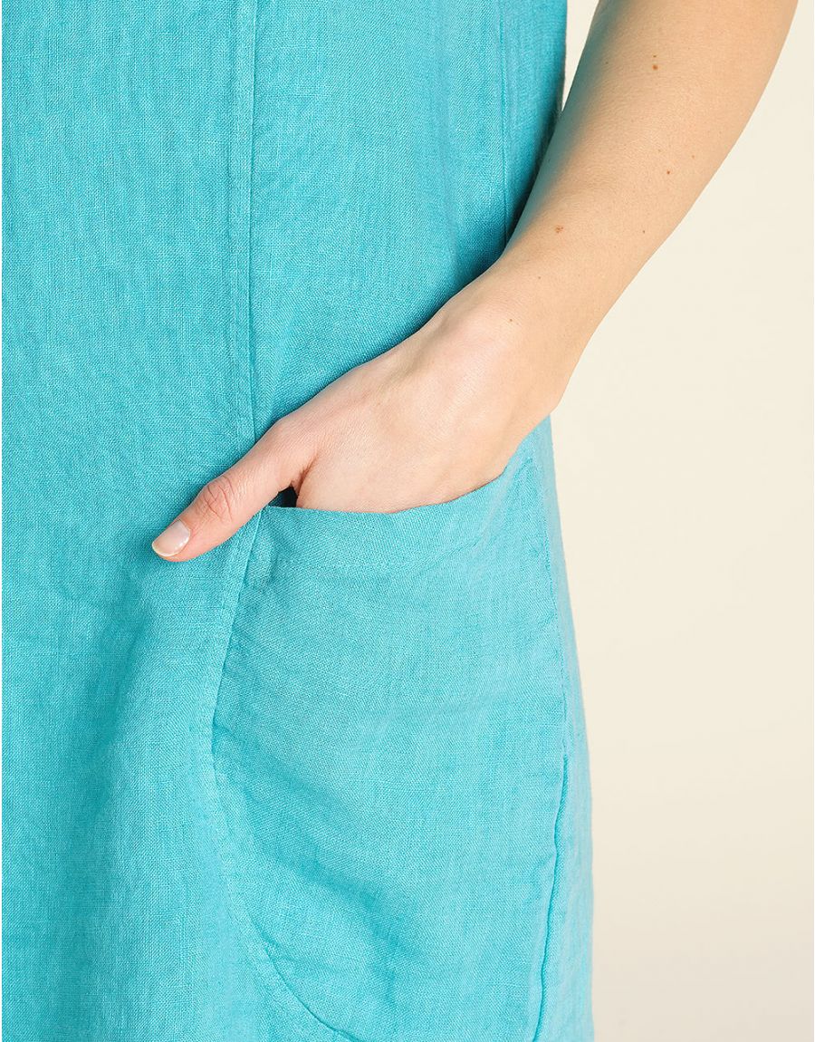Robe en lin bleu lagon
