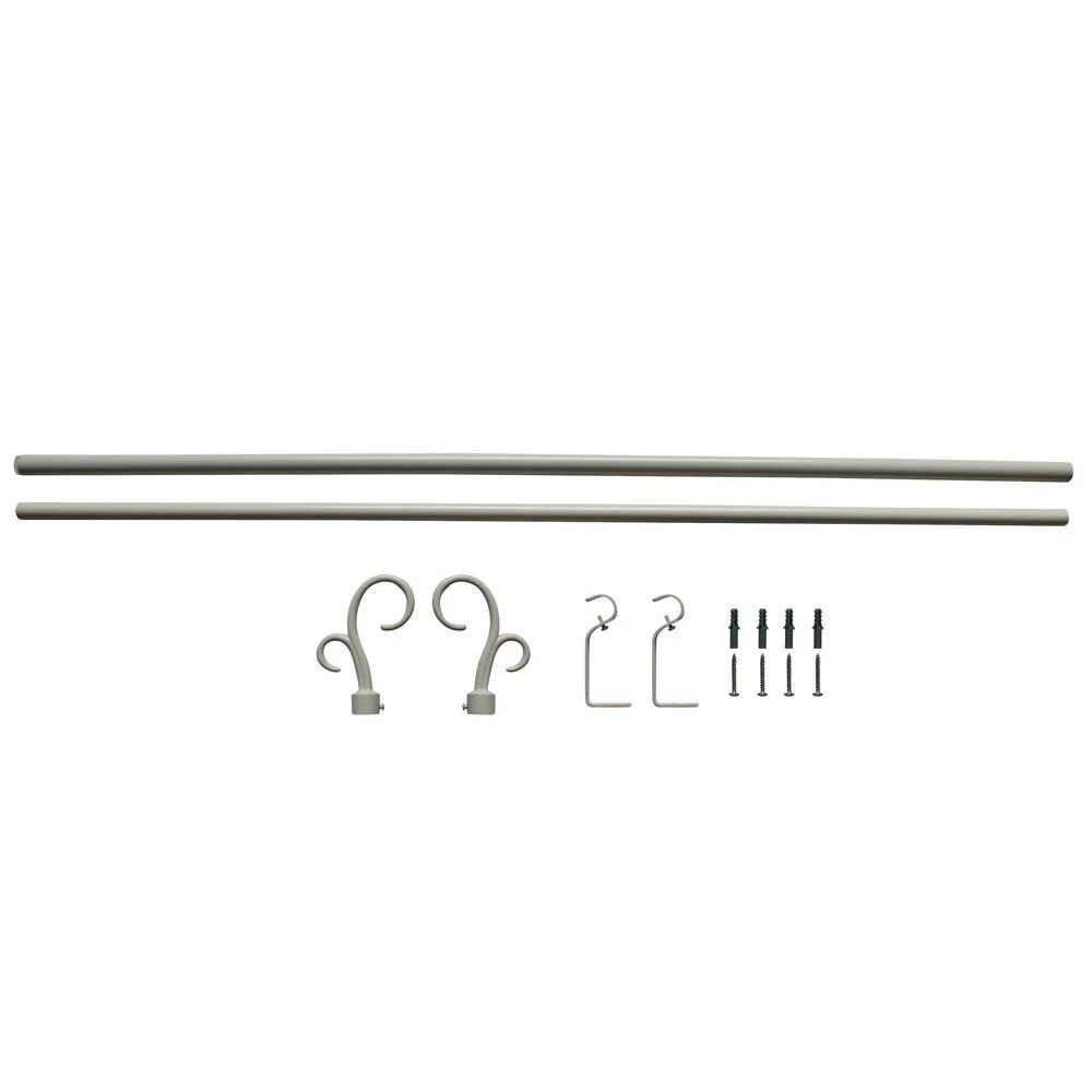 Kit Tringle à rideau extensible 95-180 cm embouts crosse blanc