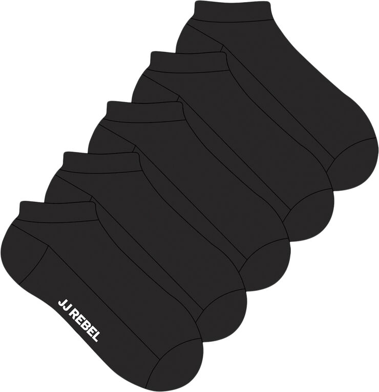 JJ-REBEL JREBREBEL LOGO SHORT SOCKS 5 PACK Black/w. black
