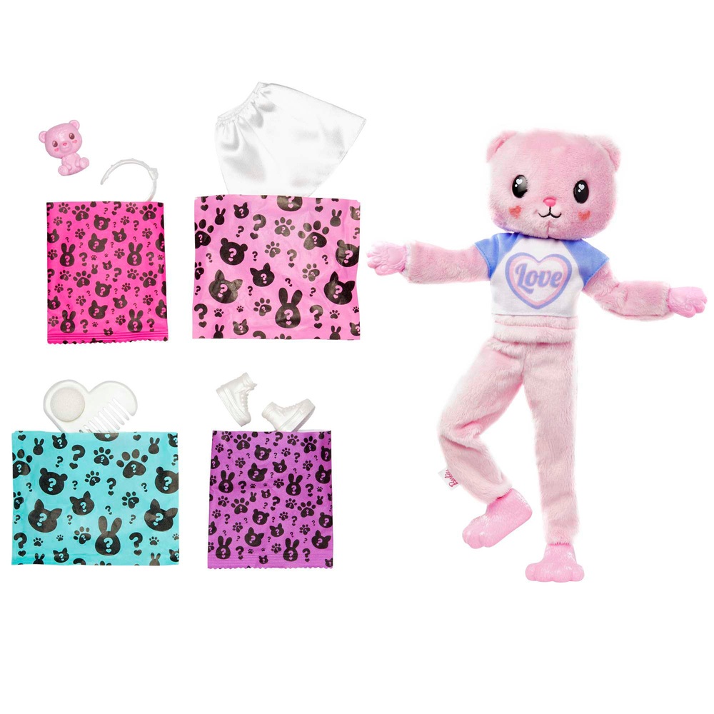Barbie Cutie Reveal Puppe mit Teddy-Plüschkostüm und 10 Überraschungen