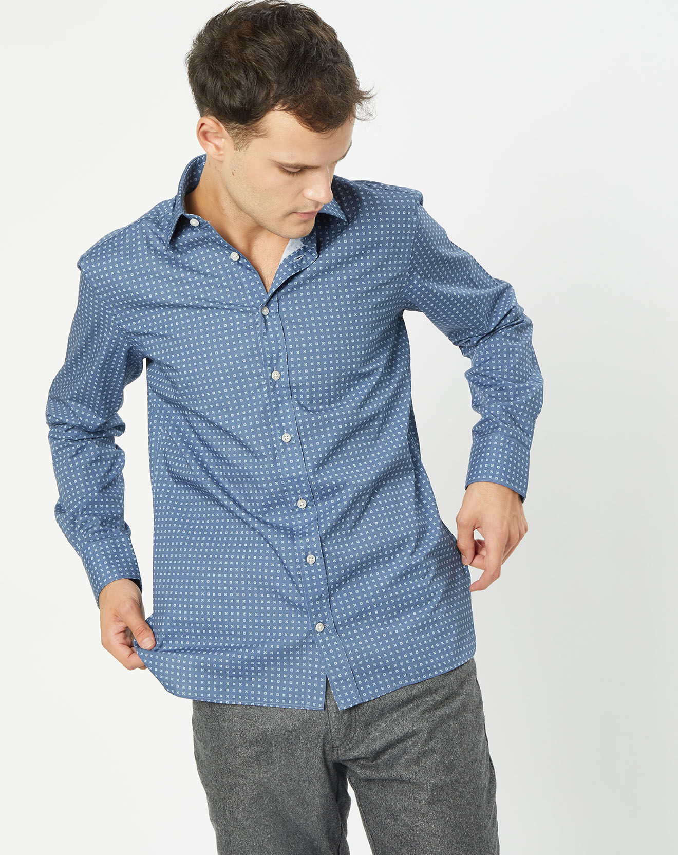 Hackett London Chemise Slim Fit imprimée foulard bleu foncé