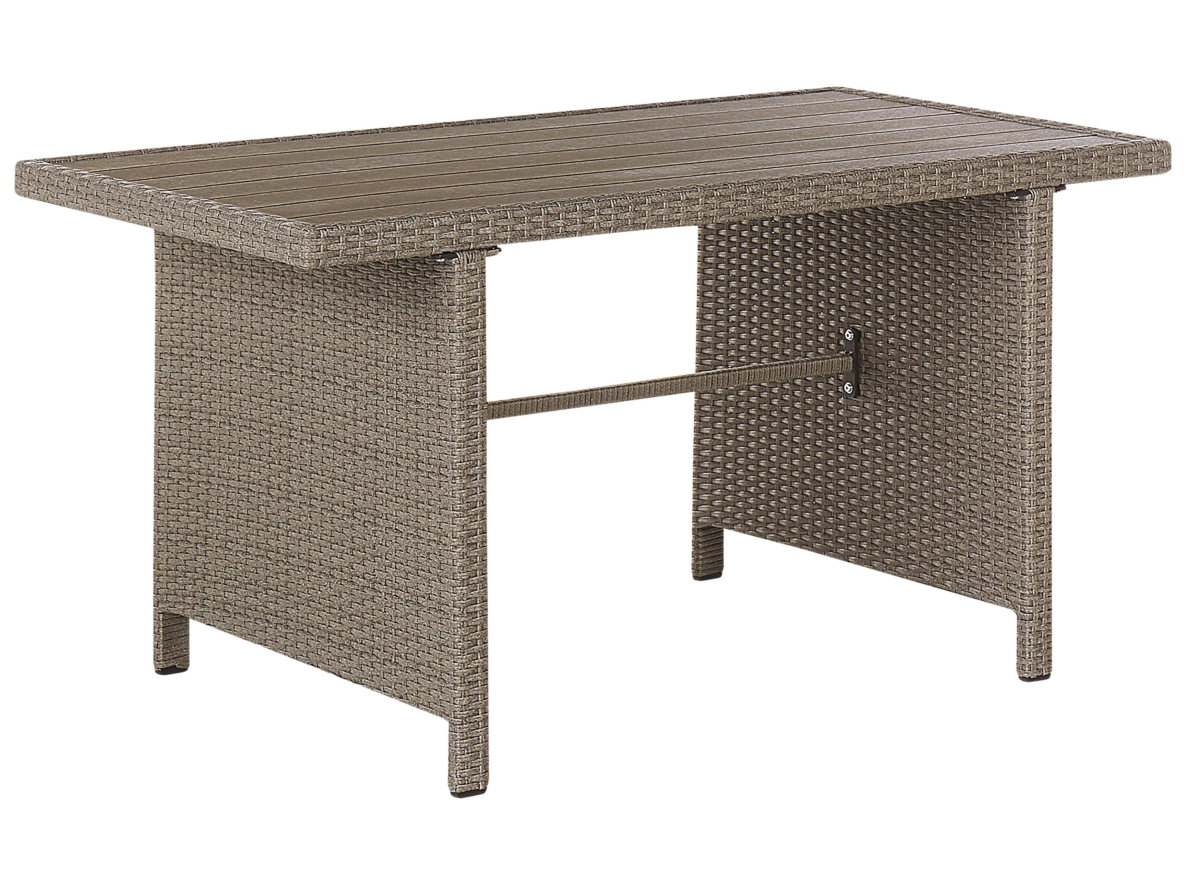 Loungeset met tafel en ottomaan 5-zits BARDI met kussens PE rotan Taupe