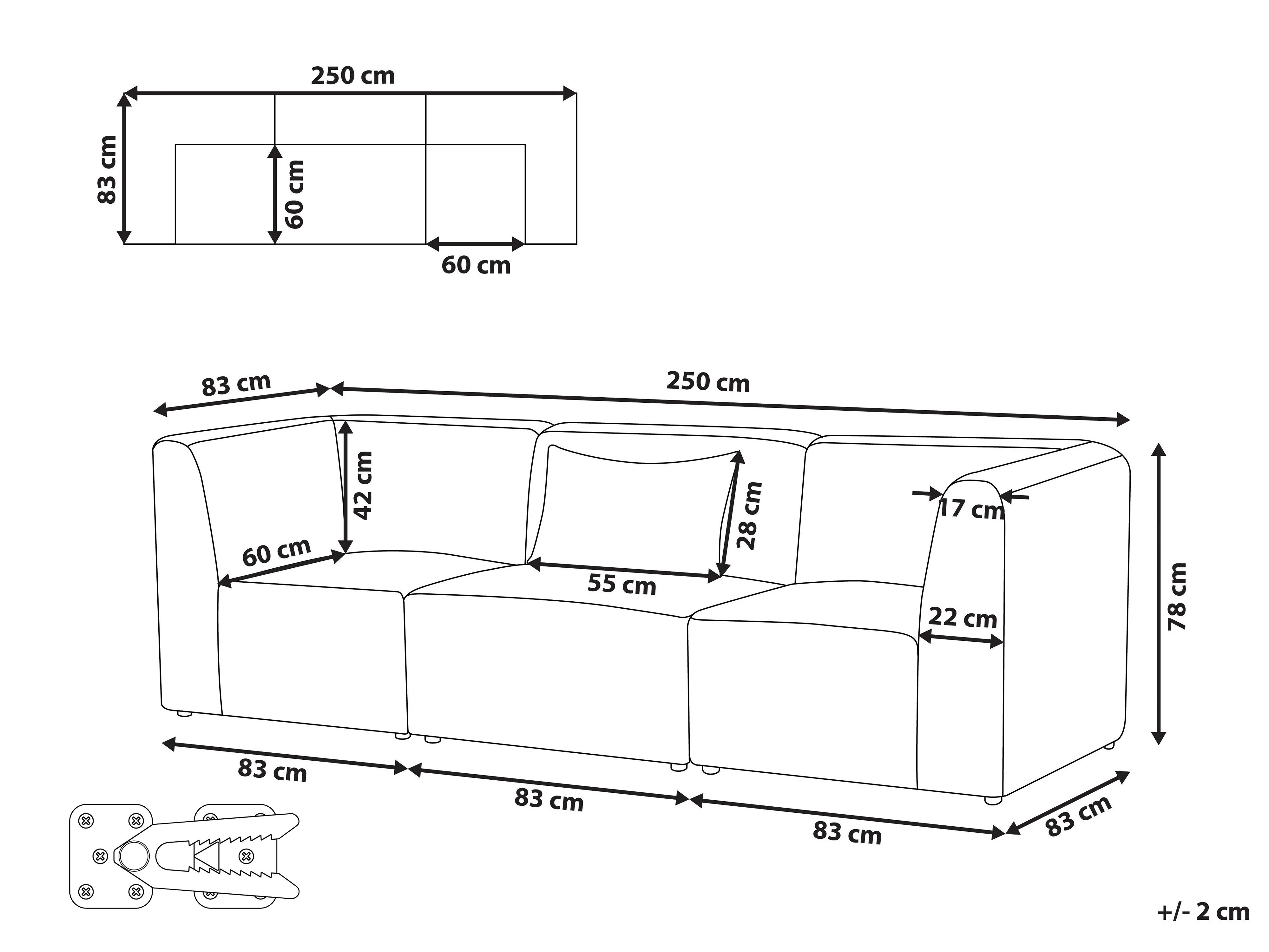 Modulaire bank 3-zits LEMVIG Corduroy Gebroken wit