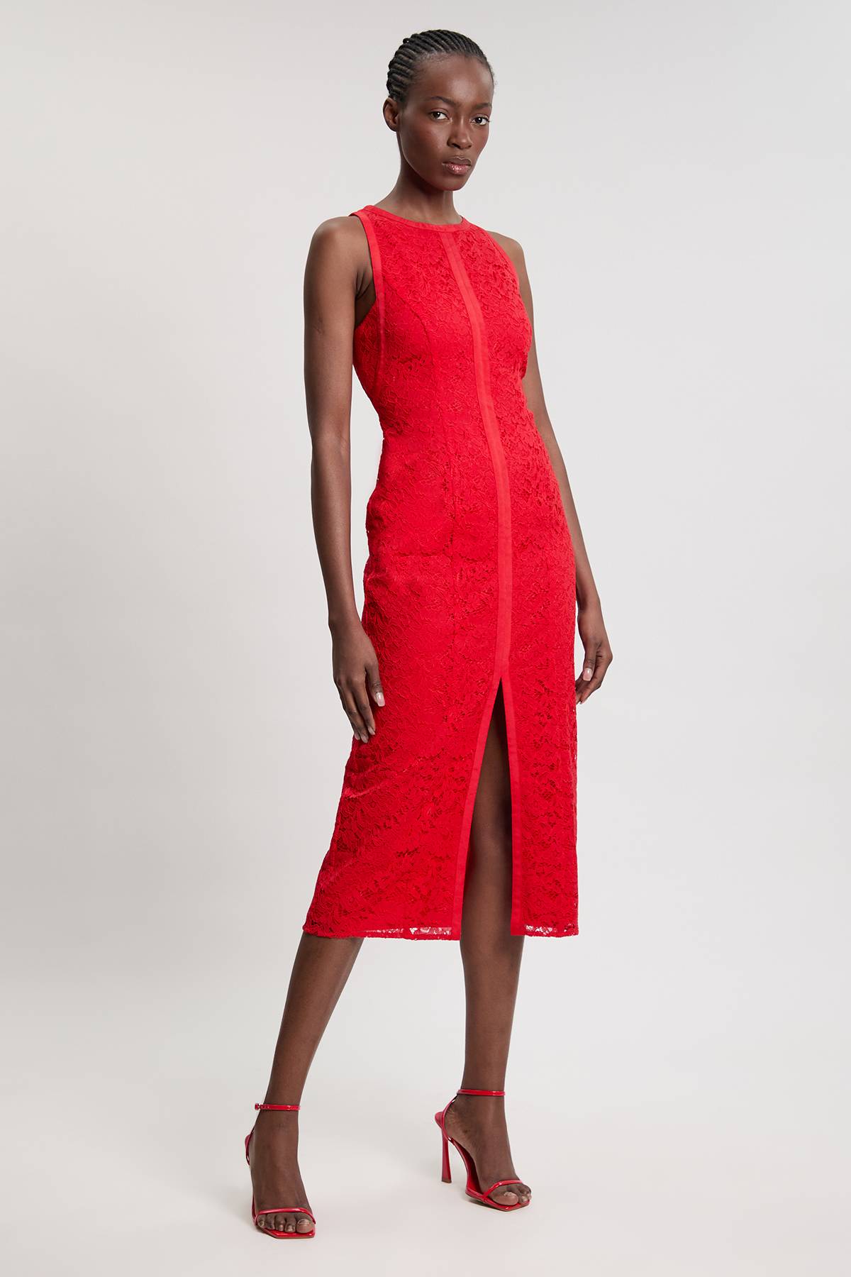 KarenMillen Robe Midi Tissée En Dentelle Sans Manches