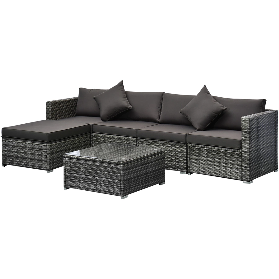 Outsunny Gartenmöbel Set mit Kissen grau