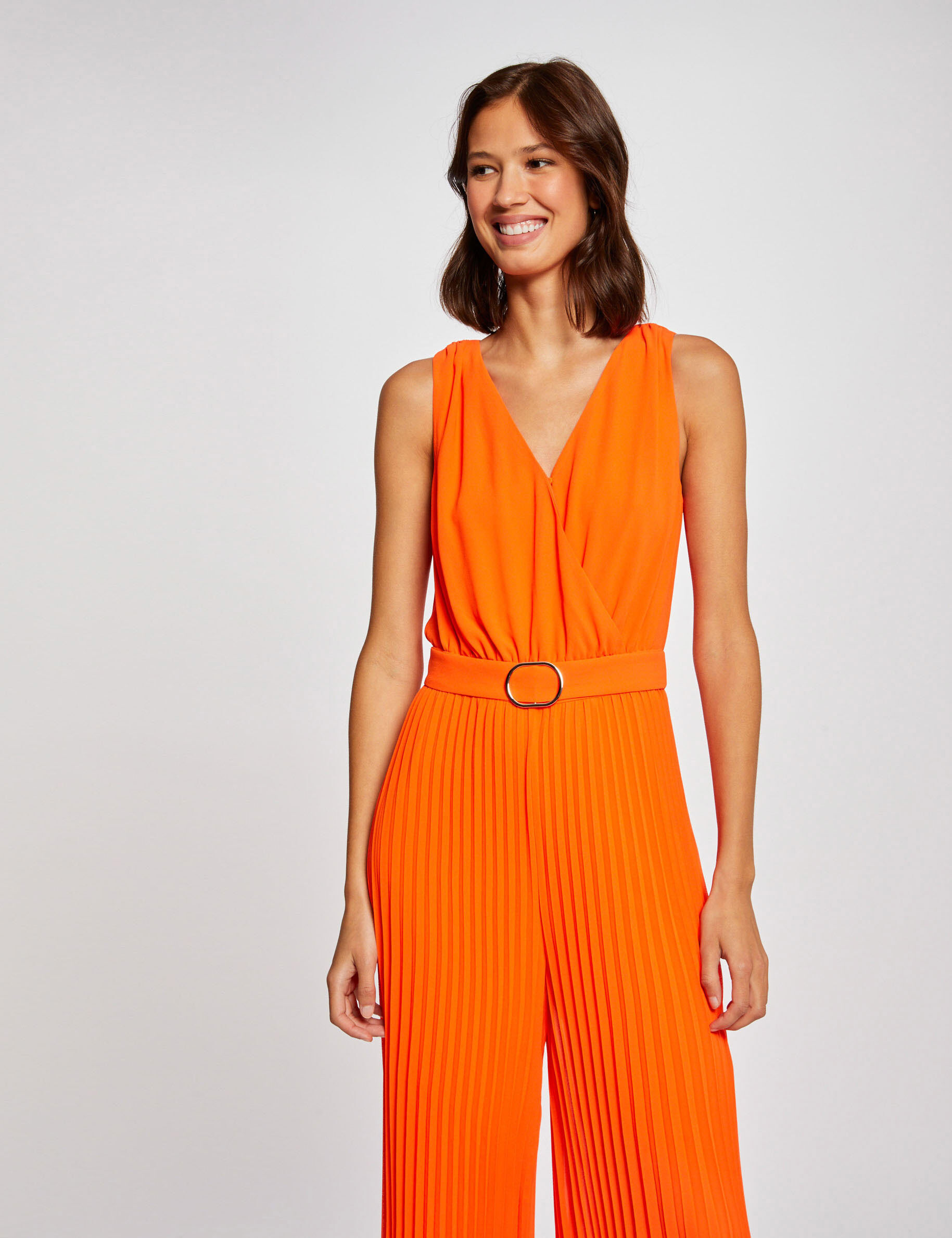 Combinaison ample à jambes plissées orange femme - orange