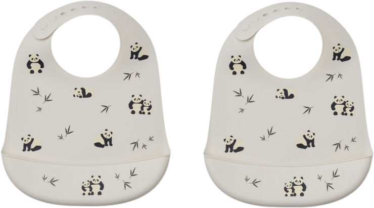 Liewood Tilda Silicone Bib 2-Pack Panda play / sea shell mix