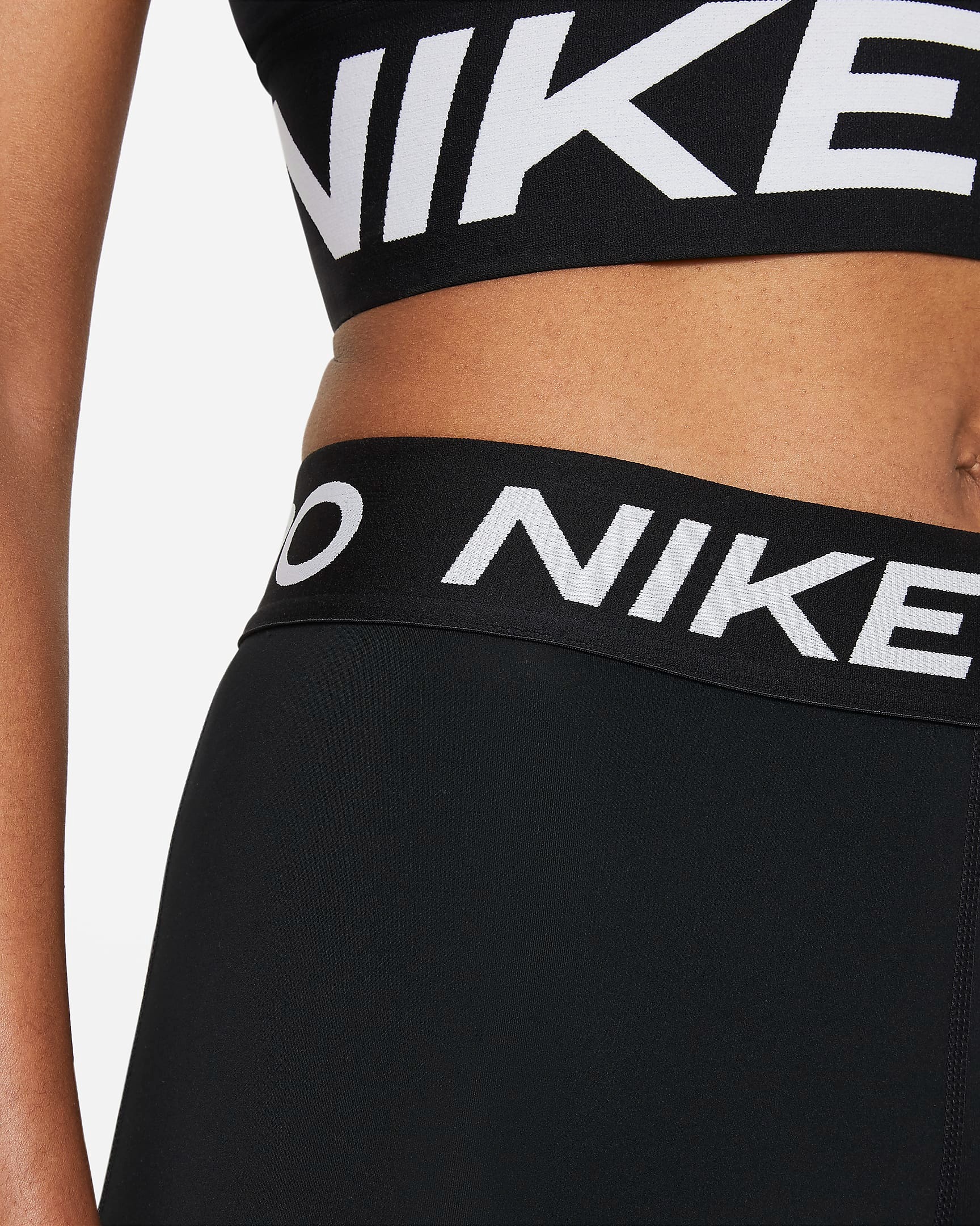 Pro Mid-Rise Mesh-Panelled Tights Dame  010/Black/White