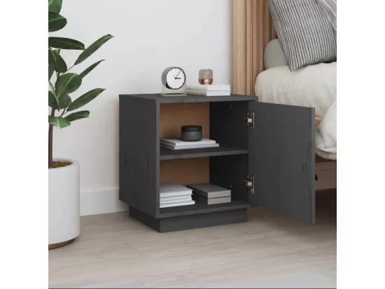 Table de chevet Gris 40x34x45 cm Bois de pin solide