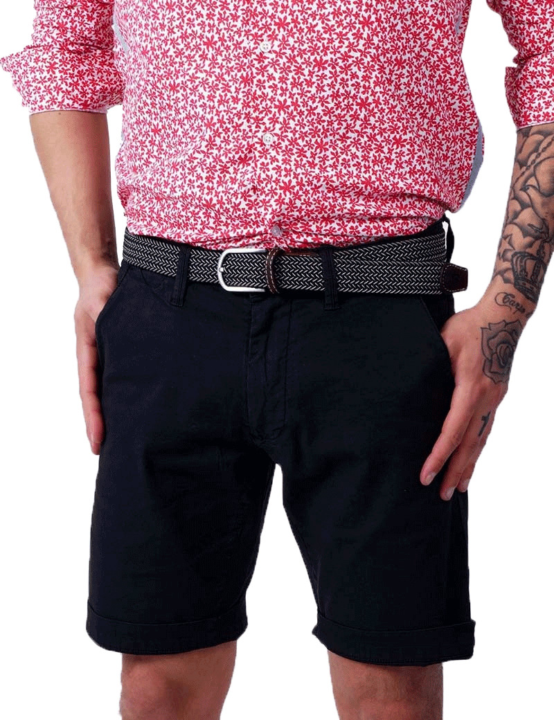 RECYCLED ART WORLD SHORT CHINO STRETCH NOIR