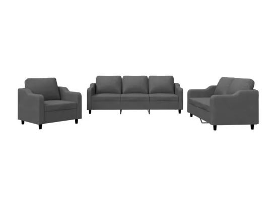 Ensemble de canapés 3 pcs avec coussins Gris foncé Tissu