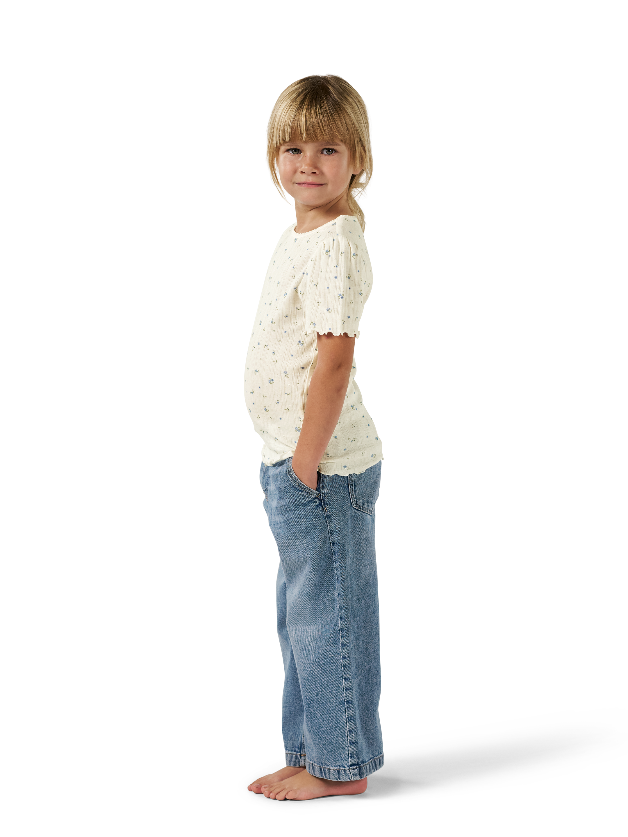 Pointelle T-shirt van katoen voor kinderen
