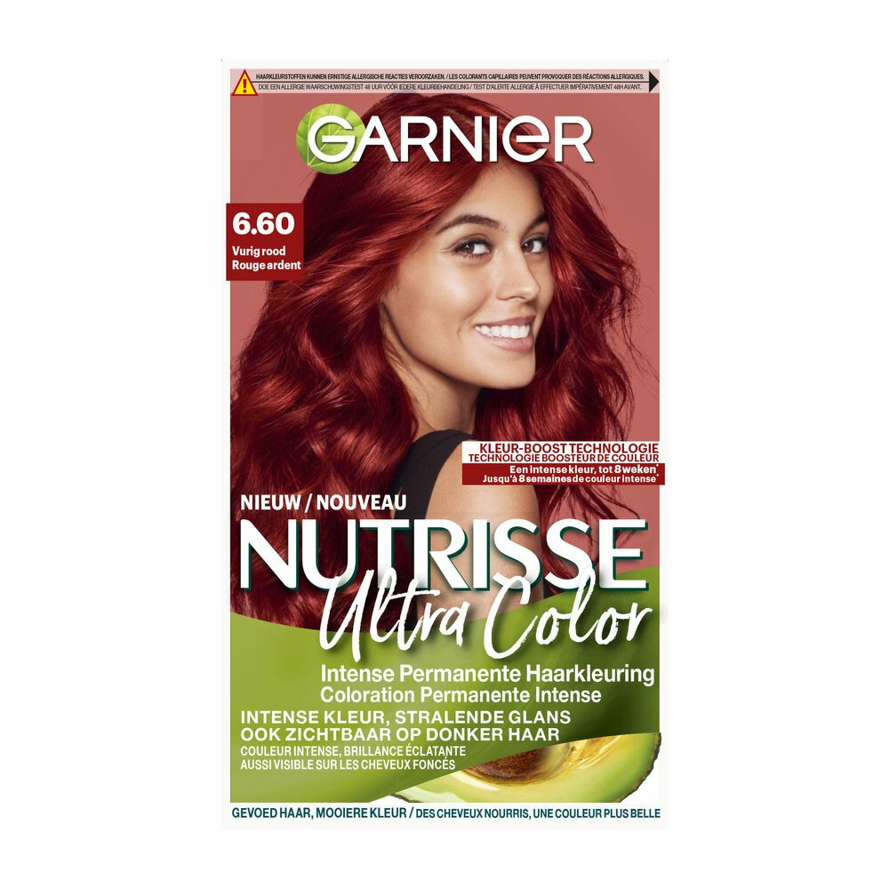 Garnier Nutrisse Ultra Color Permanente Haarkleuring 6.60 Vurig Rood