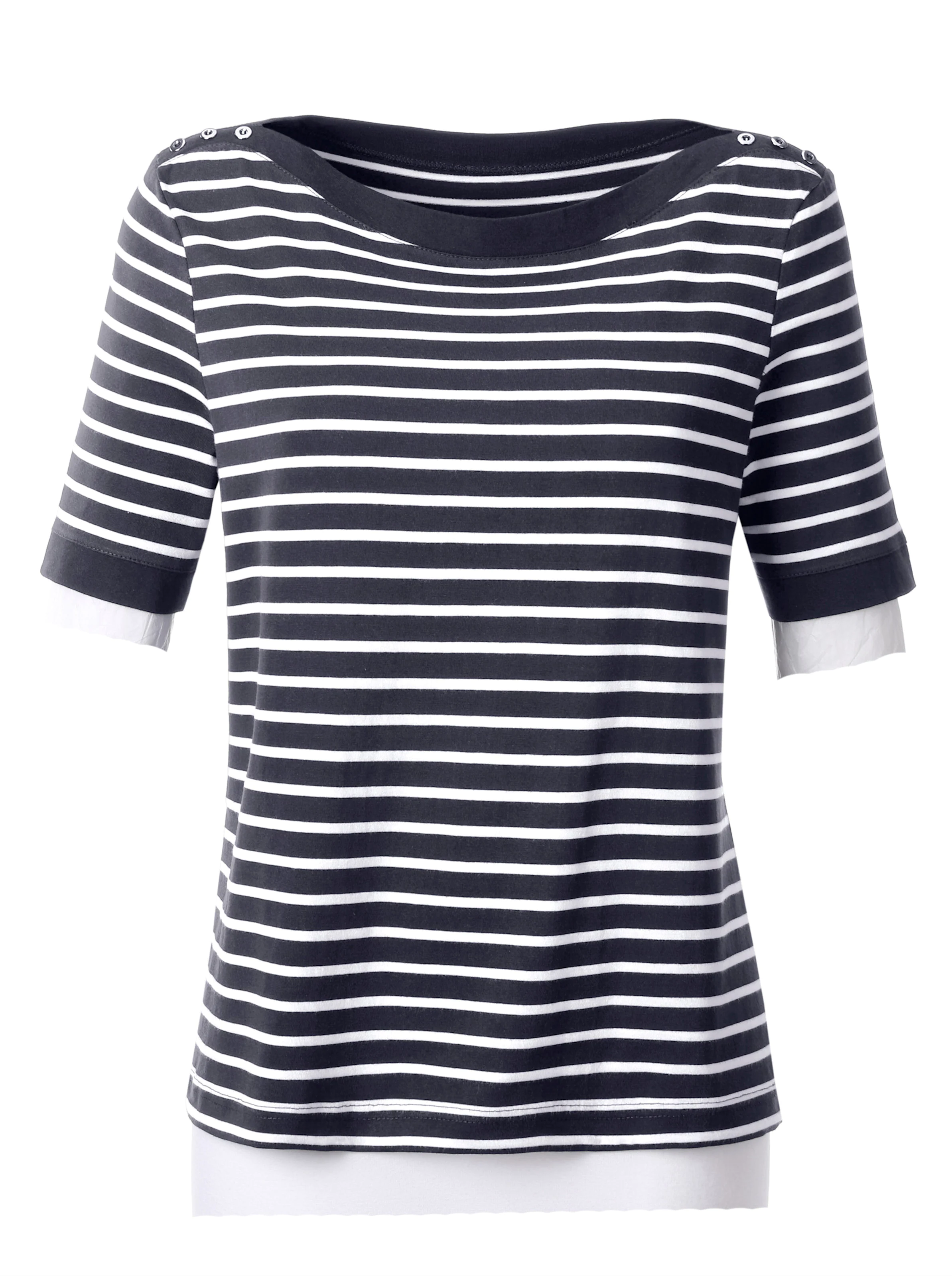 Kurzarmshirt in marine-weiß