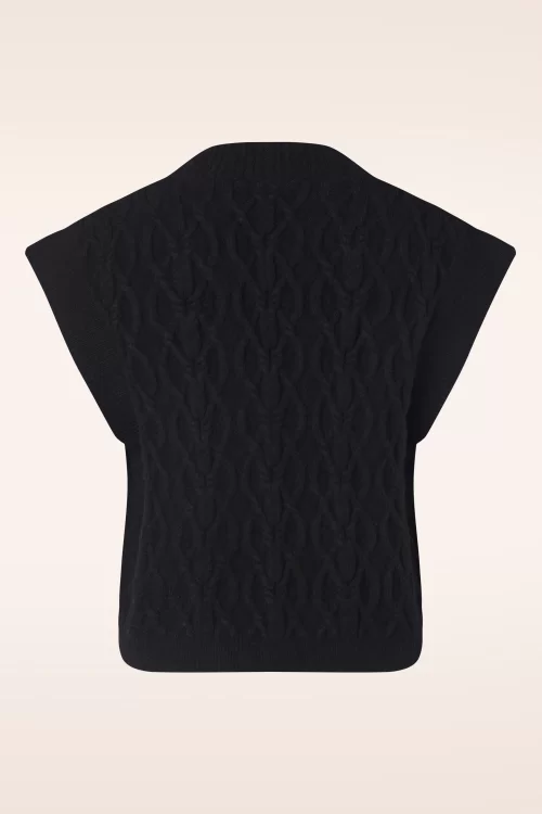 Smashed Lemon Valery gebreid gilet in zwart