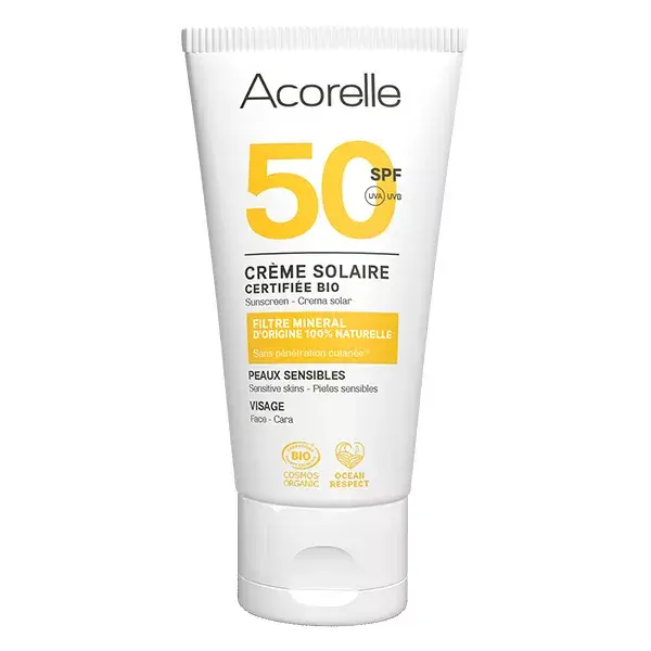 Protetor solar facial orgânico Acorelle FPS 50 50ml