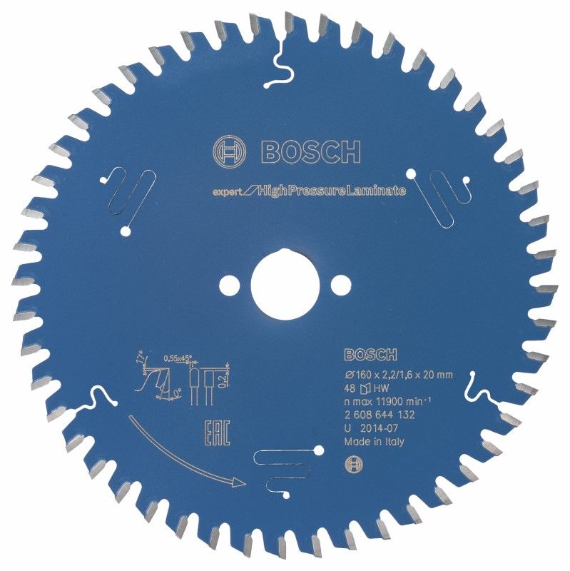 Bosch 2608644132 Cirkelzaagblad Expert for High Pressure Laminate, 160 x 20 x 2,2 mm, 48T (1 stuks)