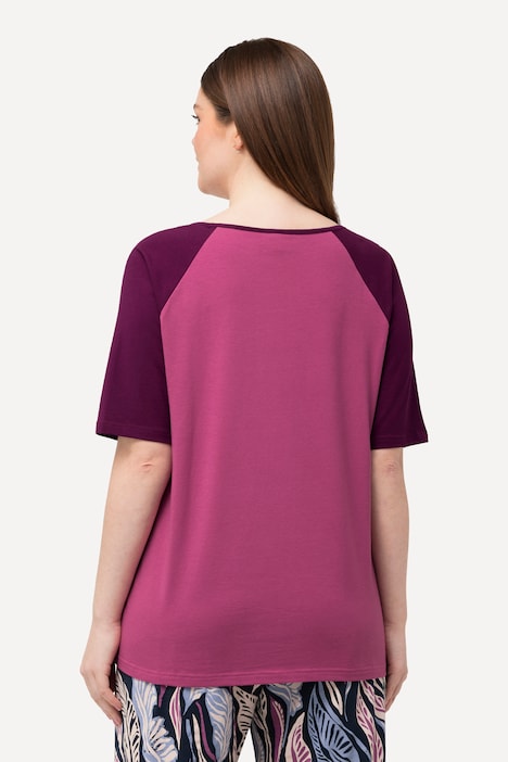 T-Shirt, Colorblocking, Rundhals, Halbarm, Biobaumwolle