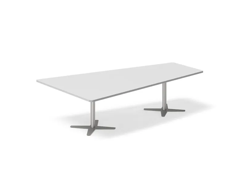 Konferencebord DNA trapezformet 5000x2365mm lys grå, sort understel